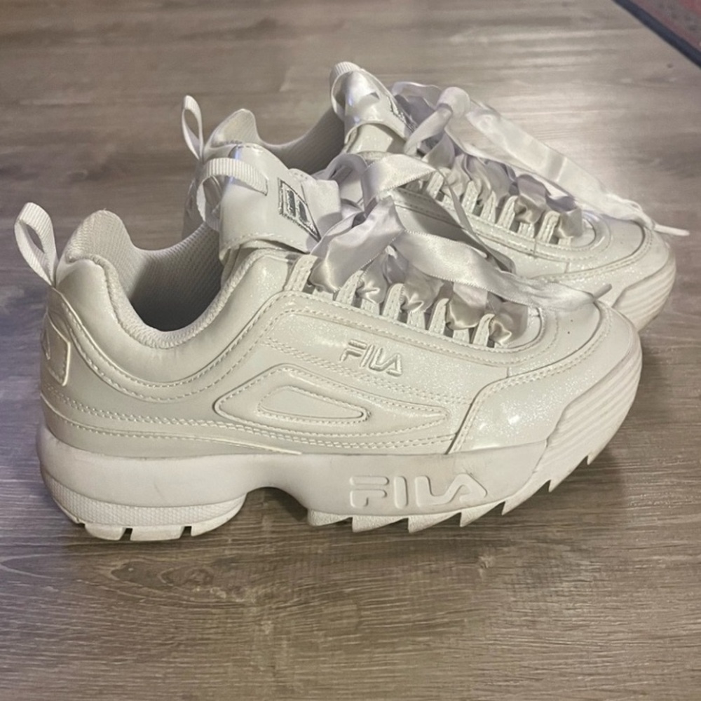 Fila Disruptor II Shine Metallic White Chunky Sneakers